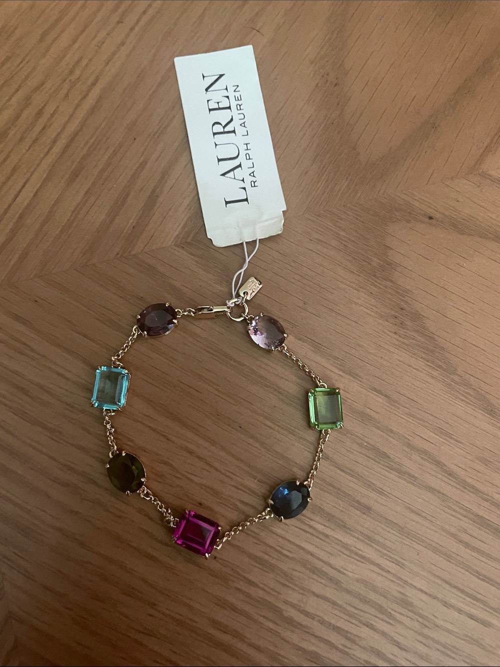 Lauren Ralph Lauren Multicolor Crystal Station Bracelet - Gold Chain